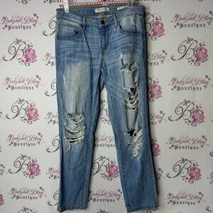 Guess jeans Tom boy ripped Blue Boyfriend Distressed Jeans